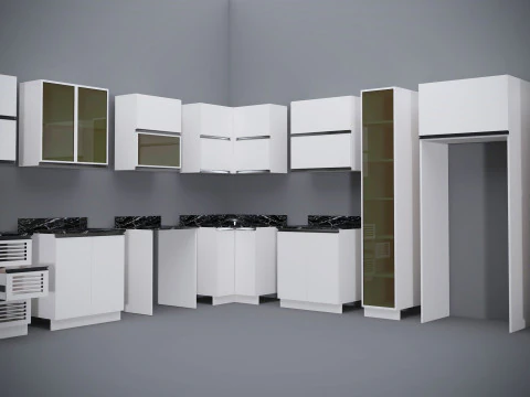 Kitchen units low-poly 3D Model