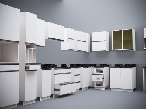 Kitchen units low-poly 3D Model