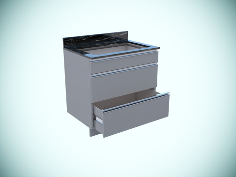 Kitchen units low-poly 3D Model