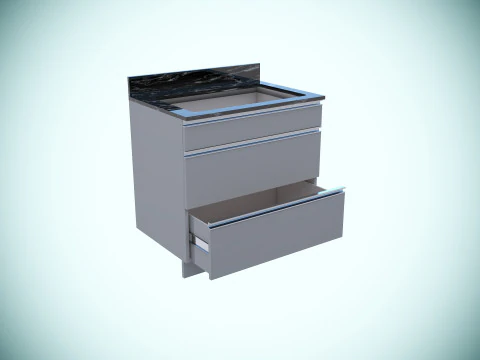 Kitchen units low-poly 3D Model