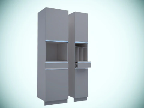 Kitchen units low-poly 3D Model