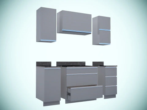 Kitchen units low-poly 3D Model