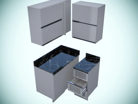 Kitchen units low-poly 3D Model