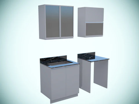 Kitchen units low-poly 3D Model