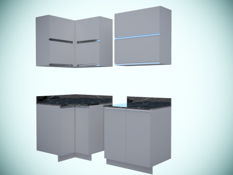 Kitchen units low-poly 3D Model