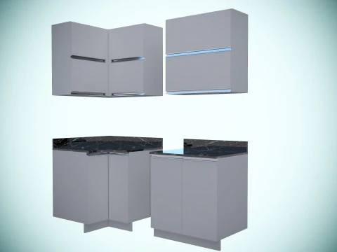 Kitchen units low-poly 3D Model