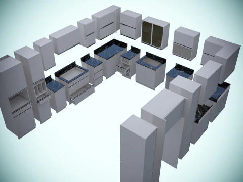 Kitchen units low-poly 3D Model