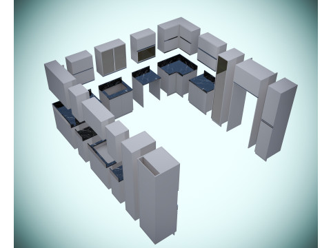 Kitchen units low-poly 3D Model