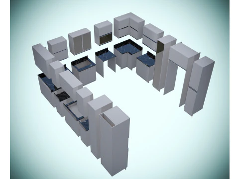 Kitchen units low-poly 3D Model