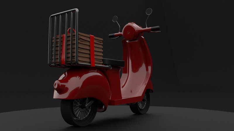 Scooter Pizza delivery 3Dモデル .c4d .max .obj .3ds .fbx .stl .blend 