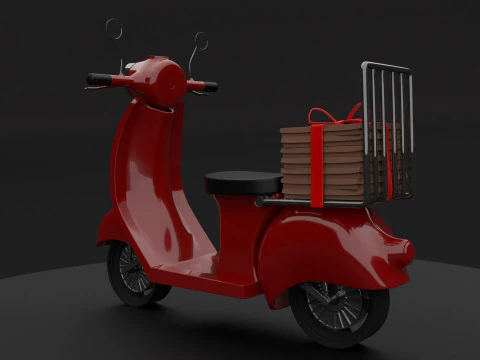 スクーターピザの配達 3Dモデル