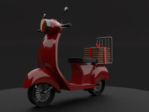 スクーターピザの配達 3Dモデル