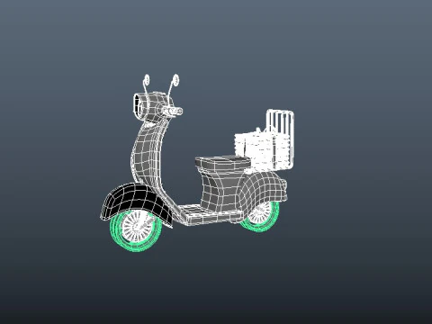 スクーターピザの配達 3Dモデル