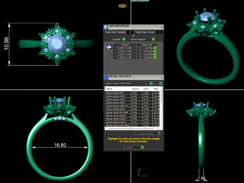 女性ダイヤモンド婚約指輪 3 d レンダリング 3Dプリントモデル
