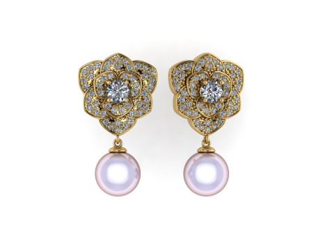 Diamond earring 3d render Model Cetak 3D