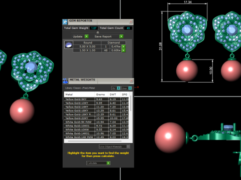 Diamond earring 3d render Model Cetak 3D