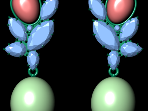Diamond earring 3d render 3Dプリントモデル