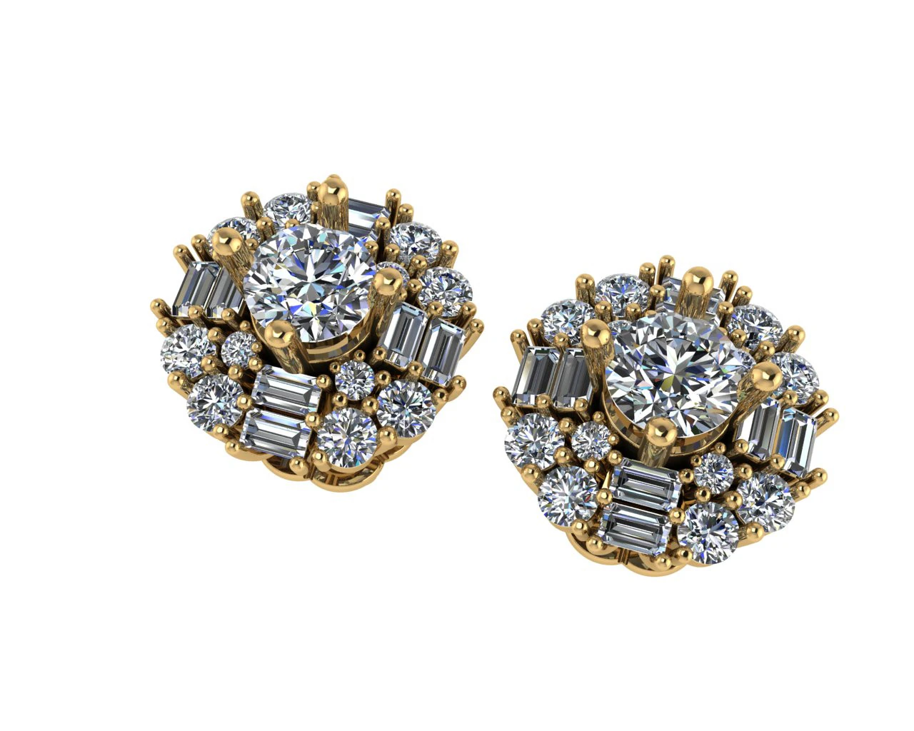 Diamond earring 3d render 3D Print Model .c4d .max .obj .3ds .fbx .stl .blend
