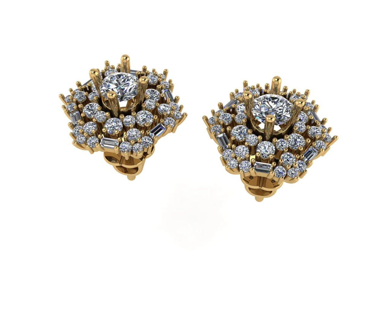 Diamond earring 3d render 3D Print Model .c4d .max .obj .3ds .fbx .stl .blend