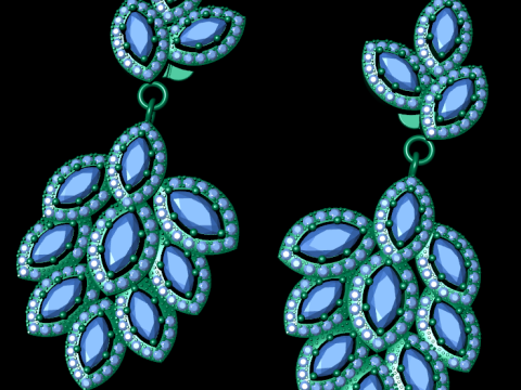 Diamond earring 3d render - 1 3Dプリントモデル
