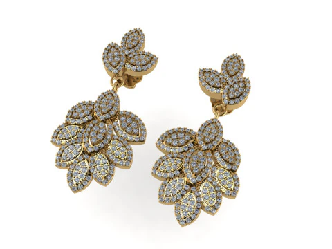 Rendu 3D de boucle d'oreille en diamant - 2 Modèles 3D en vedette