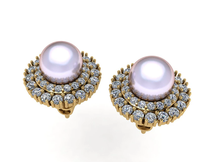 다이아몬드 귀걸이 3d 렌더링 3D 프린트 모델 .c4d .max .obj .3ds .fbx .stl .blend