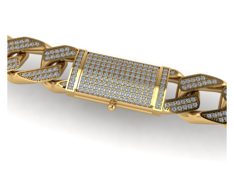 Diamond cuban link chain and lock 3d render 3Dプリントモデル