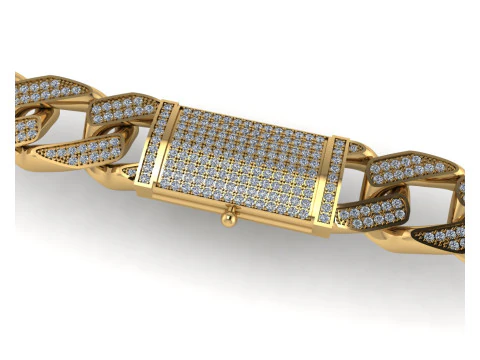 Diamant Cubaanse schakelketting en slot 3d render 3D printmodel