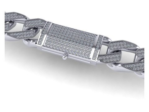 Diamond cuban link chain and lock 3d render 3Dプリントモデル
