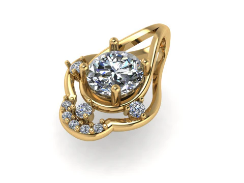 Бриллиантовый кулон 3D рендеринг 3D Принт Модель