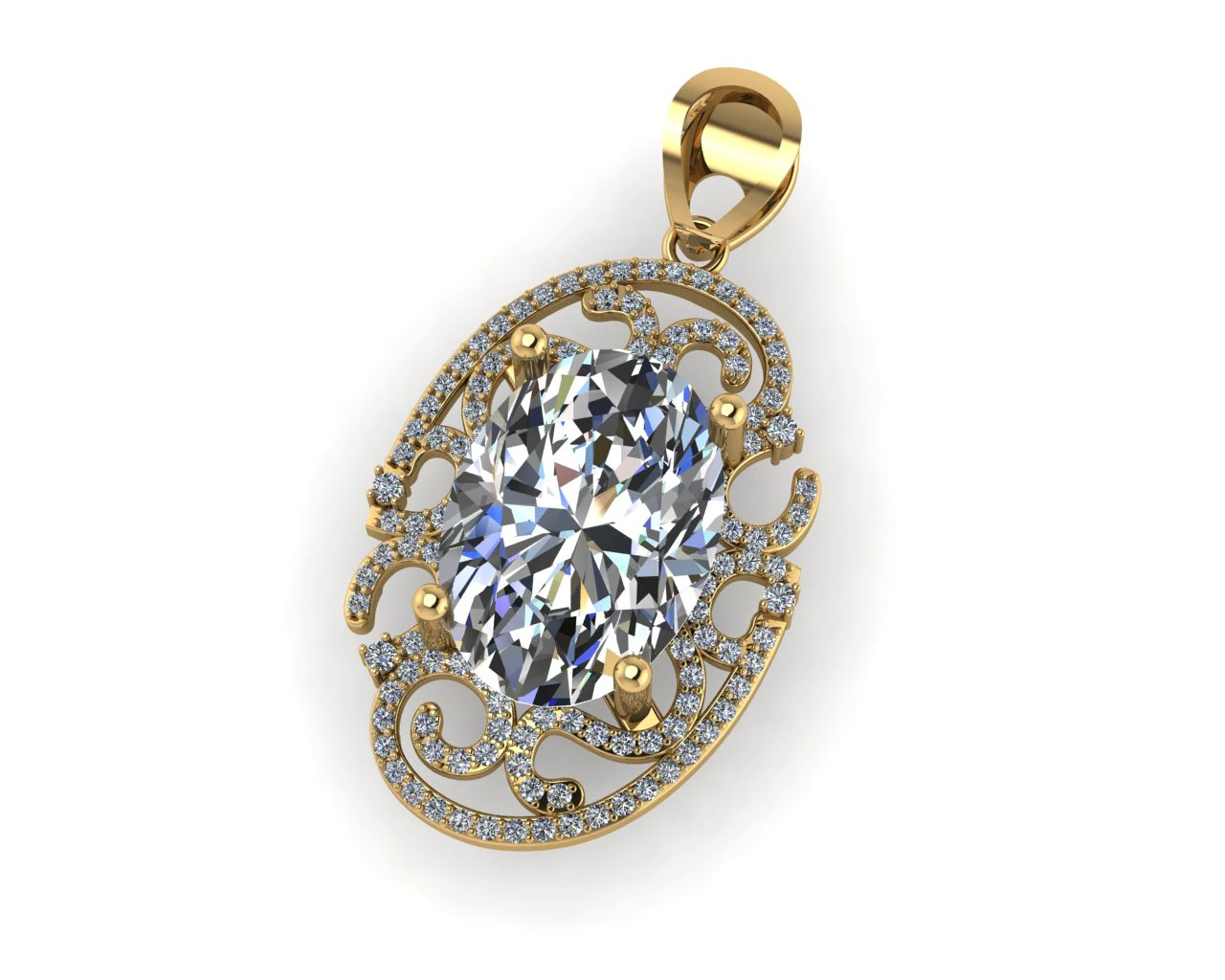 Diamond pendant 3d render 3D Print Model .c4d .max .obj .3ds .fbx .stl .blend 
