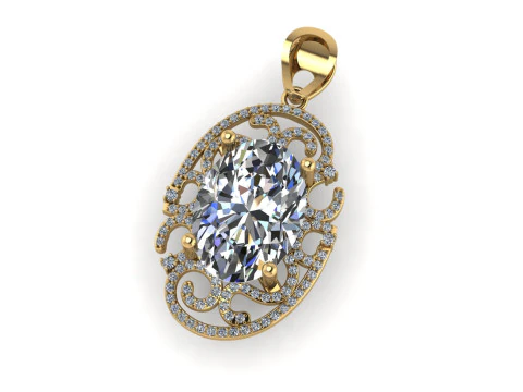 ダイヤモンド ペンダント 3 d レンダリング 3Dプリントモデル