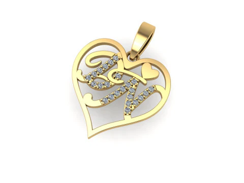 Diamanten hanger 3d render - de letter DN 3D printmodel