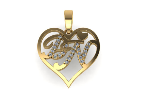 Diamond pendant 3d render - the letter DN 3Dプリントモデル