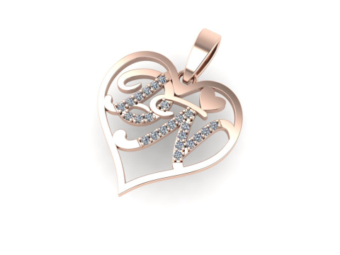 Diamond pendant 3d render - the letter DN 3Dプリントモデル