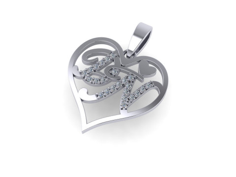 Diamond pendant 3d render - the letter DN 3Dプリントモデル
