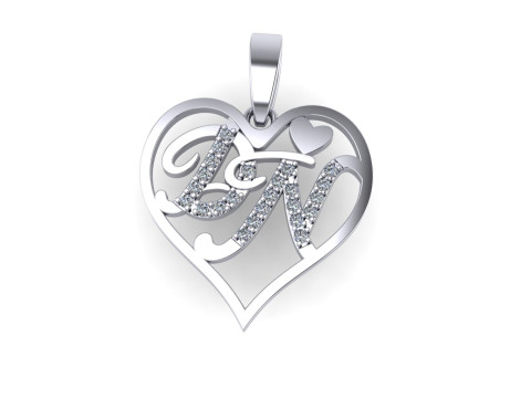 Diamond pendant 3d render - the letter DN 3Dプリントモデル