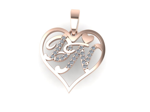 Diamond pendant 3d render - the letter DN 3Dプリントモデル