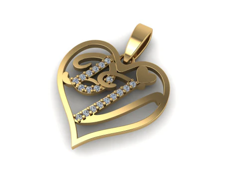 Pendentif diamant rendu 3D - la lettre DV Modèles 3D en vedette