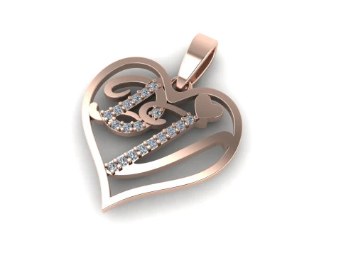 Diamond pendant 3d render - the letter DV 3D Print Model