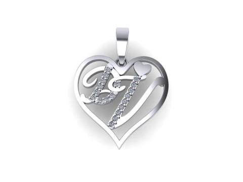 Diamond pendant 3d render - the letter DV 3D Print Model