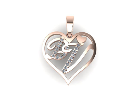 Diamond pendant 3d render - the letter DV Modello di stampa 3D