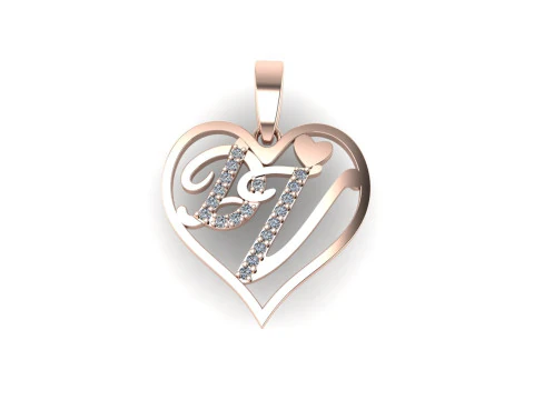 Diamond pendant 3d render - the letter DV 3D Print Model