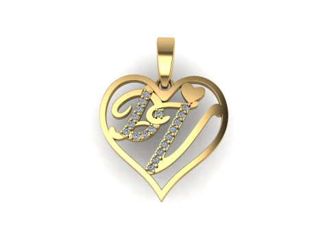 Diamond pendant 3d render - the letter DV 3D Print Model