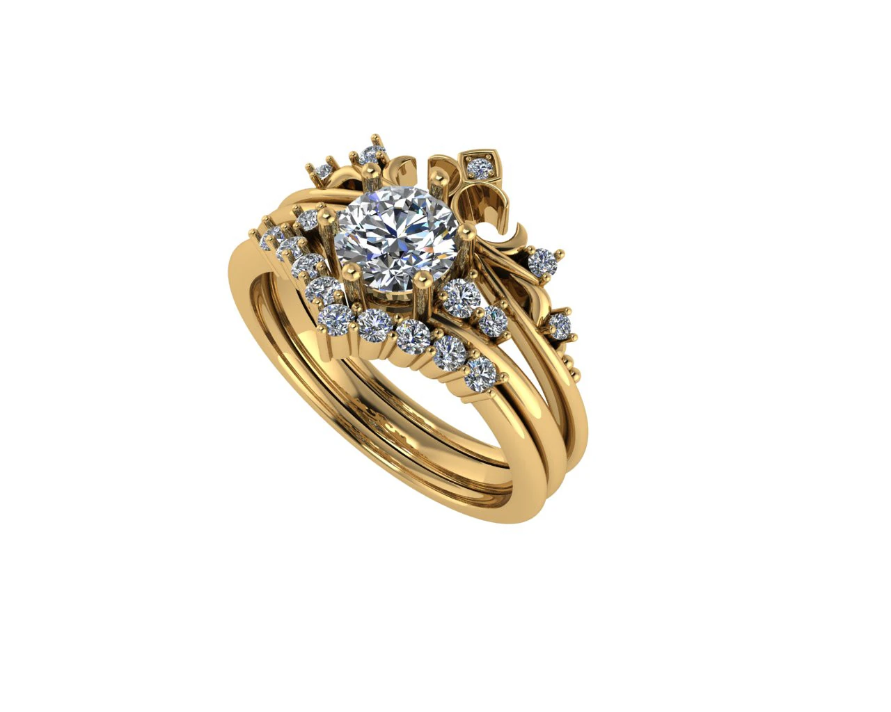 Anel de noivado de diamante feminino renderiza&ccedil;&atilde;o 3d Modelo de Impressão 3D .c4d .max .obj .3ds .fbx .stl .blend 