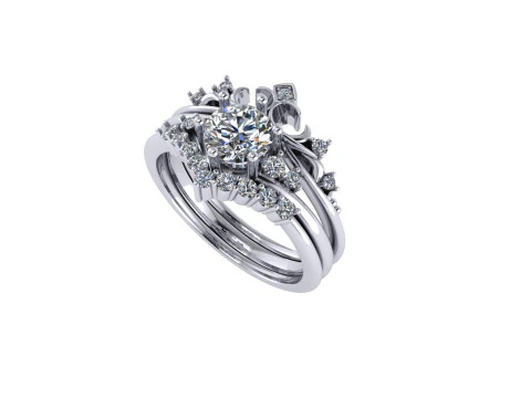 Anel de noivado de diamante feminino renderiza&ccedil;&atilde;o 3d Modelo de Impressão 3D