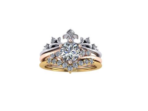 Anel de noivado de diamante feminino renderiza&ccedil;&atilde;o 3d Modelo de Impressão 3D