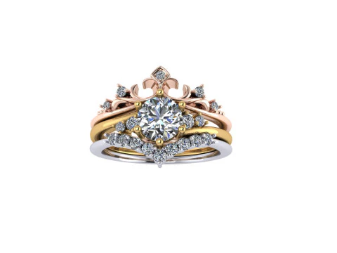 Anel de noivado de diamante feminino renderiza&ccedil;&atilde;o 3d Modelo de Impressão 3D