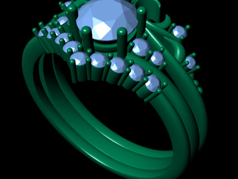 Anel de noivado de diamante feminino renderiza&ccedil;&atilde;o 3d Modelo de Impressão 3D