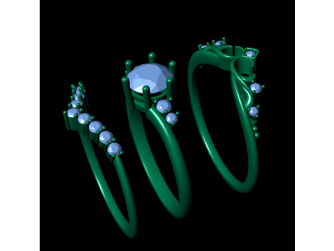 Anel de noivado de diamante feminino renderiza&ccedil;&atilde;o 3d Modelo de Impressão 3D